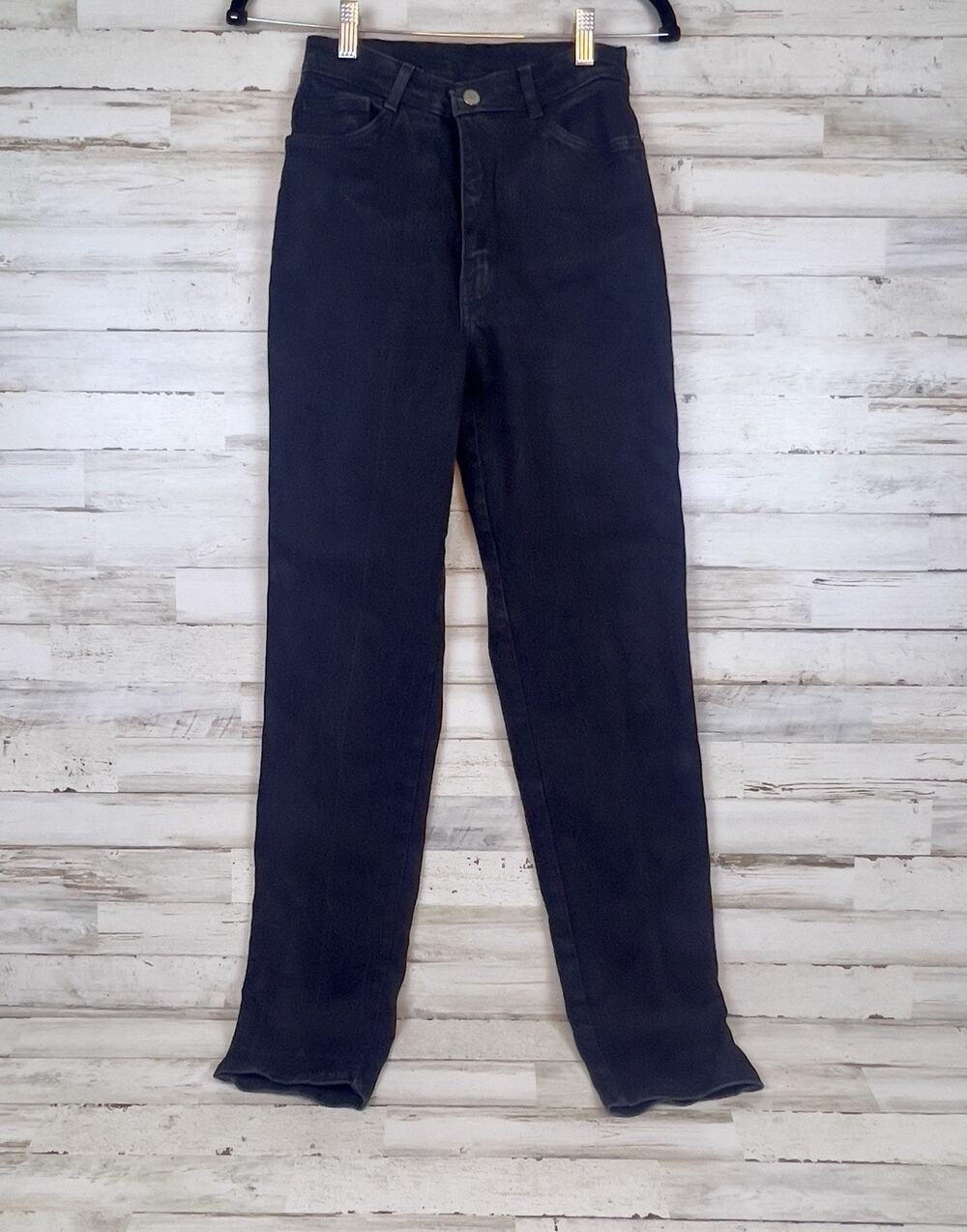 Vintage Jordache 80s Womens Black High Rise Tapered Jeans 24 Waist USA Mom Jeans
